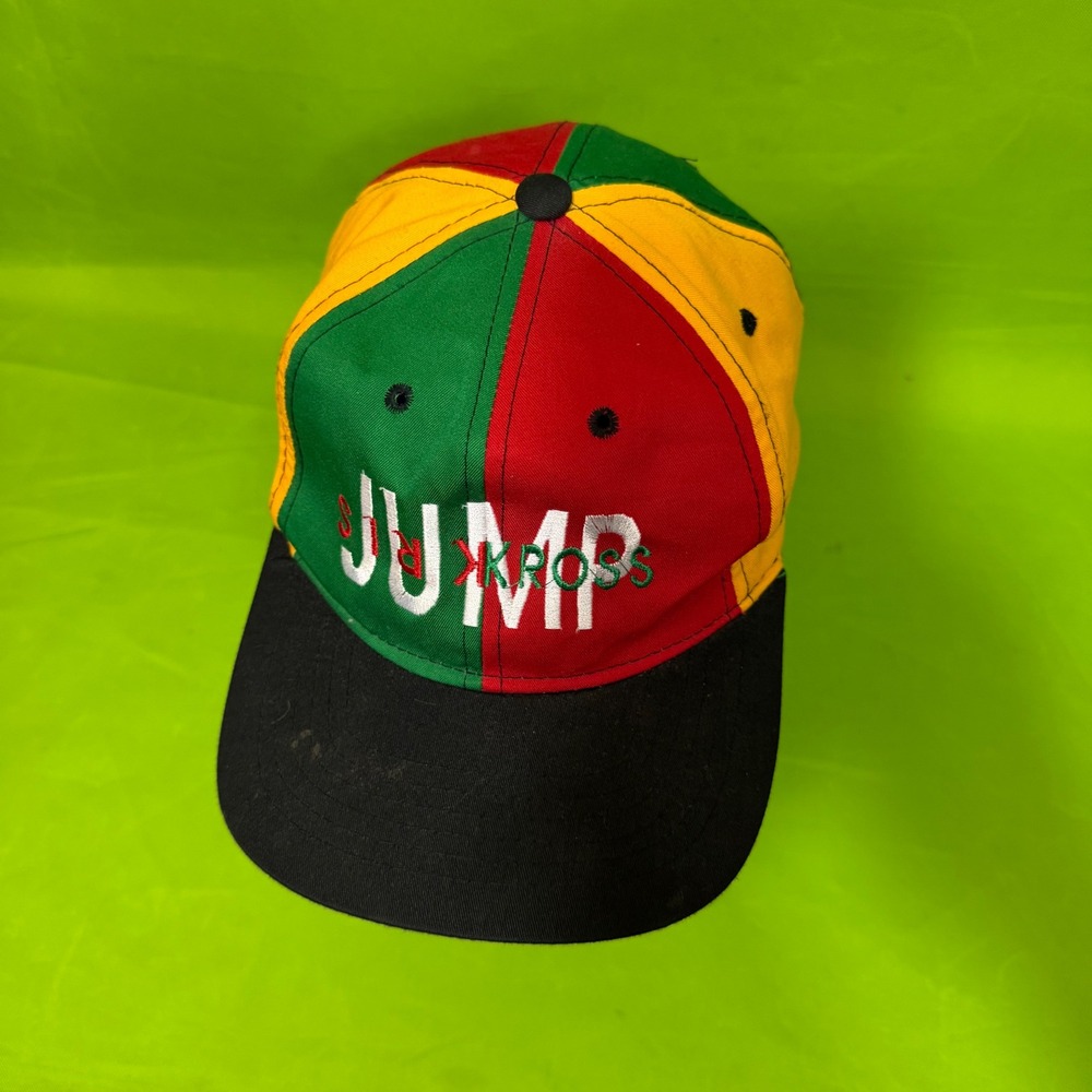 Vintage Kris Kross Jump Snapback Hat Hip Hop 90s Colorblock Red Green Yellow